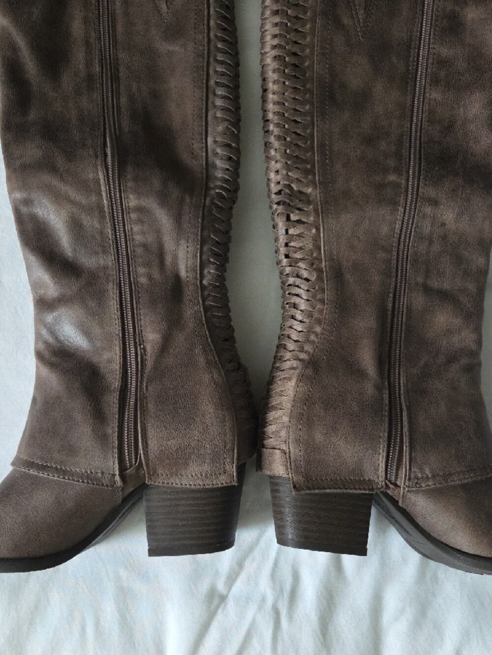 Fergalicious Tall Back-Braided Knee Boots - Brown Taupe - Picture 3 of 12